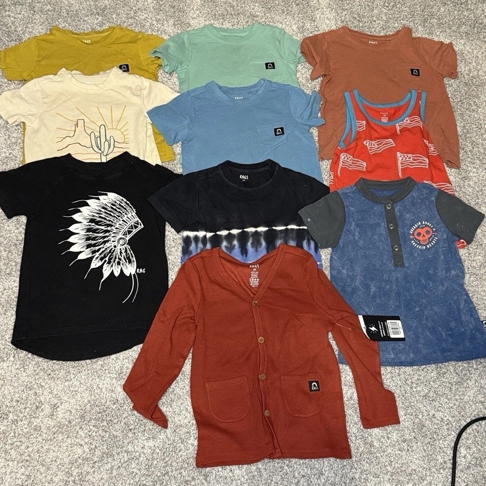 Rags To Raches Lot Of 10+ Boys Size 2T Tee Shirts And Cardigan Old School PLAY